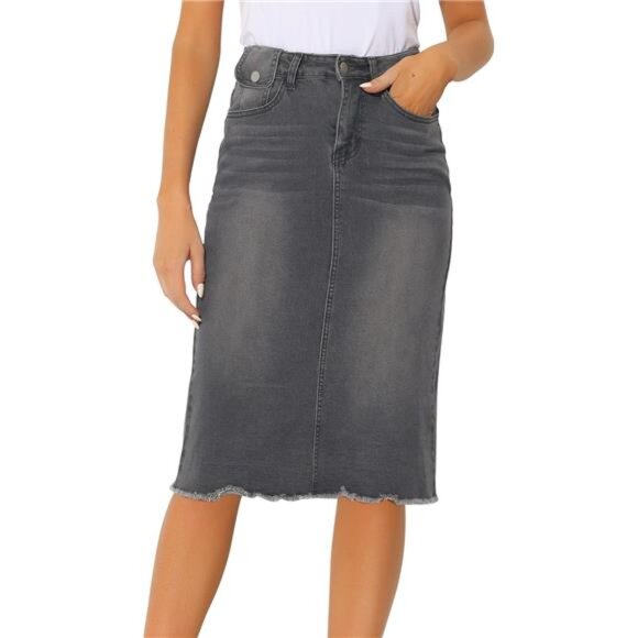 Women's Jean Skirt High Waist Charcoal - Picture 1 of 5